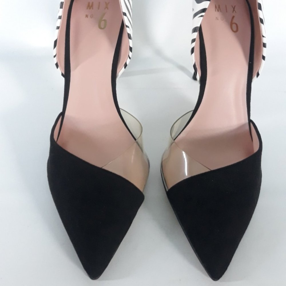 Mix No. 6 Black Pointed Toe Pumps with Zebra Print Heel size 10 - Picture 4 of 13